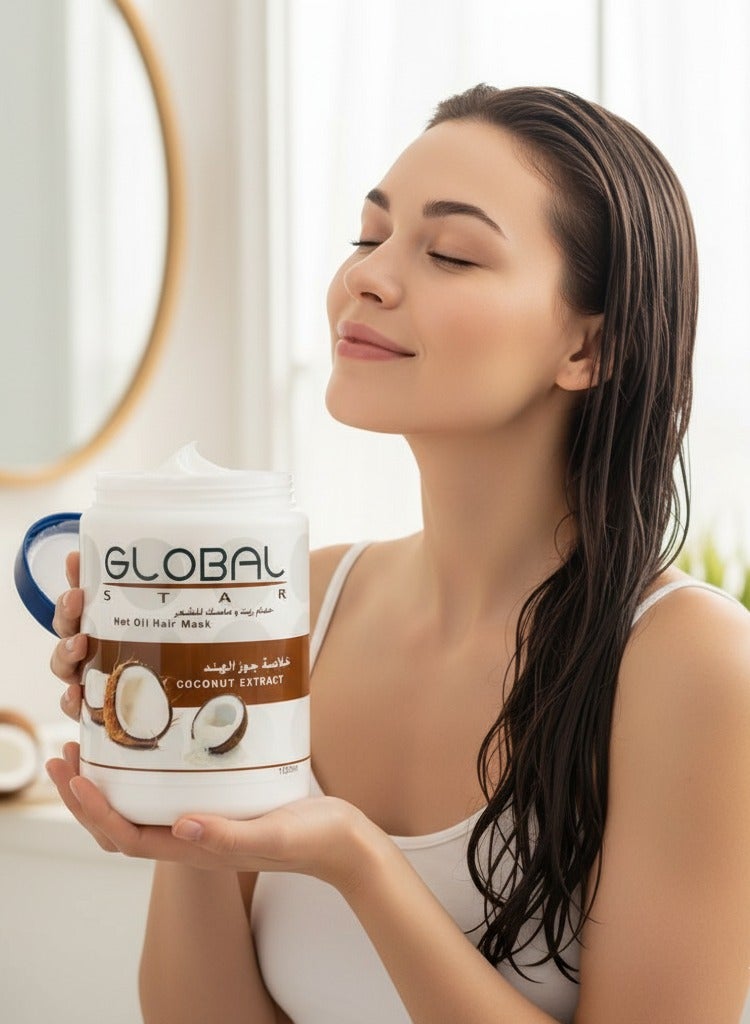 Global Star قناع شعر زيت جوز الهند الساخن من جلوبالستار 1500 مل - Image 3