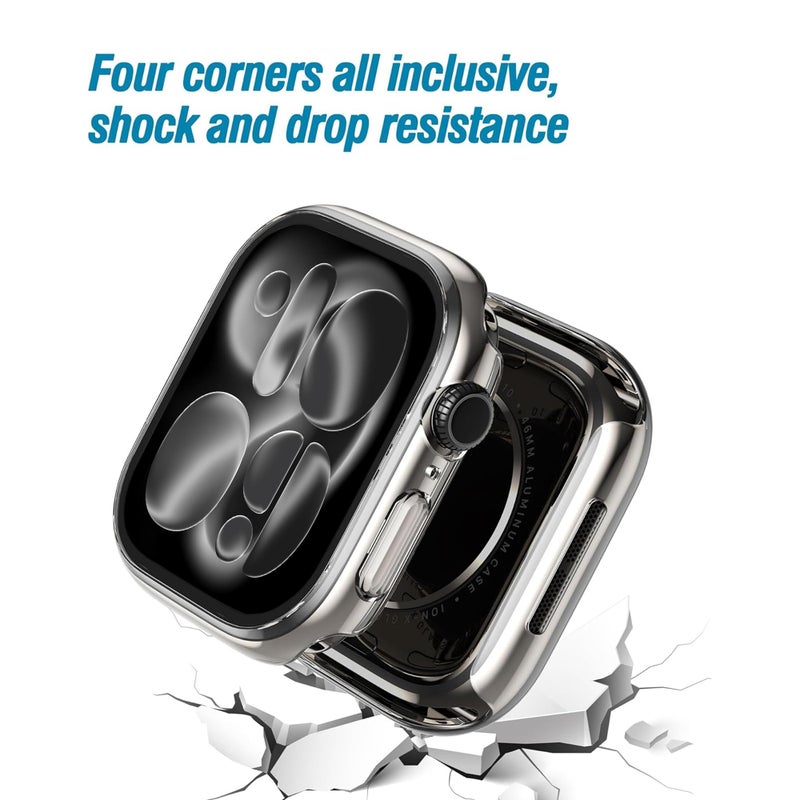 Ailun for Apple Watch Series 11/10 Screen Protector Case [46mm], Ultra-Thin Hard PC Case Built in Tempered Glass for iWatch, Shockproof Cover with Button [2 Pack][Clear] - Image 3