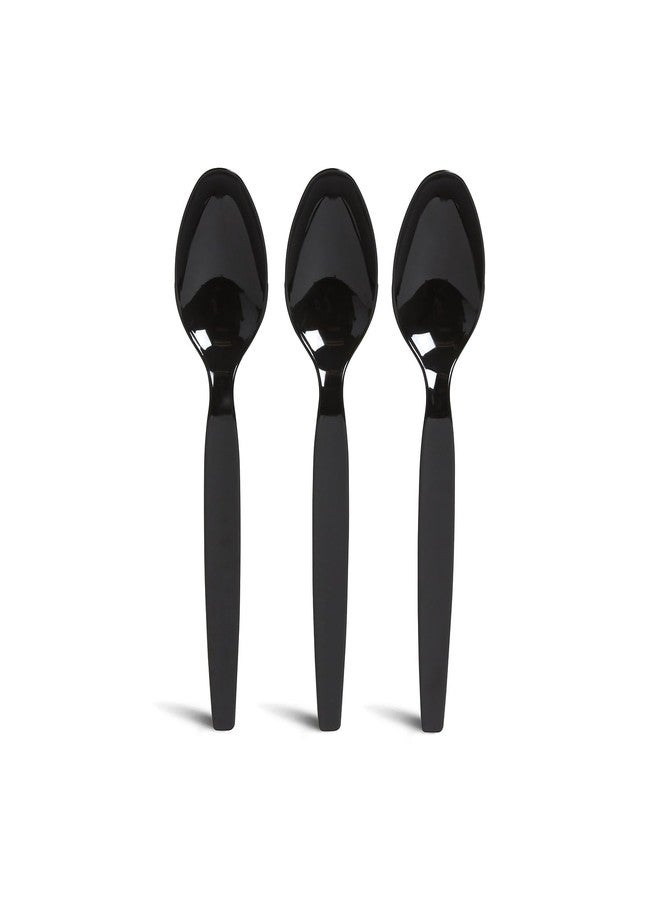 PERK Staples Perk PK56395 Perk Plastic Spoon, Heavy-Weight, Black, 100/Pack (PK56395) - Image 2