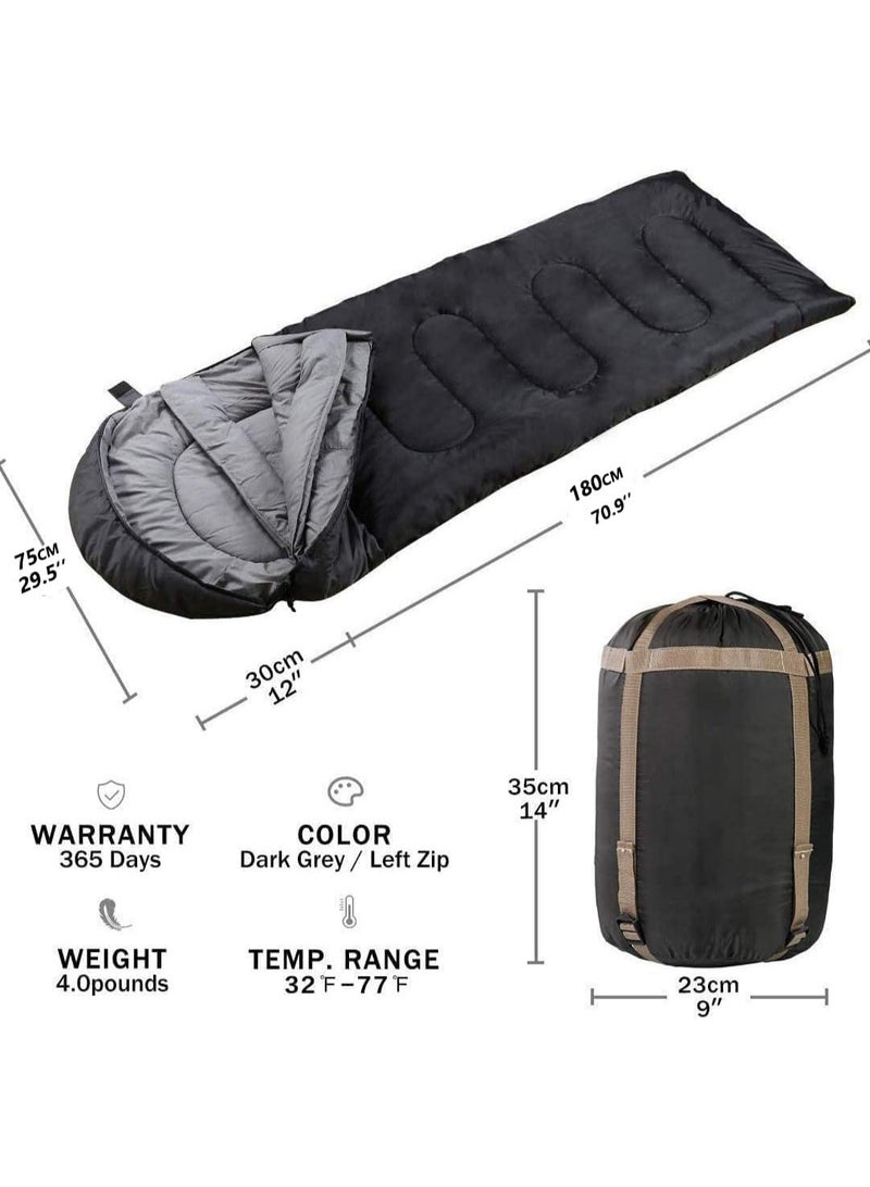 AUTOYSUR Sleeping Bags Camping with Compression Sack, Ultralight Backpacking Sleeping Bags with Zipper, Suitable for Warm & Cold Weather for Hiking, Traveling, Outdoor Adventure Black - Image 3