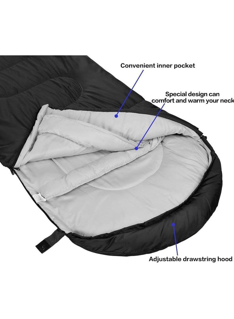 AUTOYSUR Sleeping Bags Camping with Compression Sack, Ultralight Backpacking Sleeping Bags with Zipper, Suitable for Warm & Cold Weather for Hiking, Traveling, Outdoor Adventure Black - Image 4