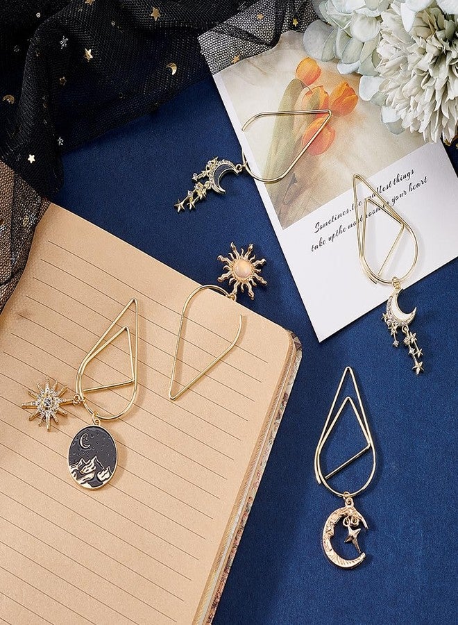 AHANDMAKER 5 Pcs 5 Styles Celestial Tarot Moon Sun Star Bookmark Gold Paper Clips Book Marking Office Supplies Accessories Astrology Lovers Romance Witchy Mystical Literature Fans Birthday Gifts - Image 4