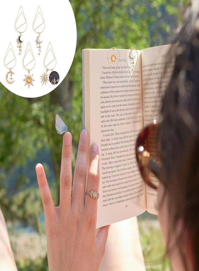 AHANDMAKER 5 Pcs 5 Styles Celestial Tarot Moon Sun Star Bookmark Gold Paper Clips Book Marking Office Supplies Accessories Astrology Lovers Romance Witchy Mystical Literature Fans Birthday Gifts - Image 5