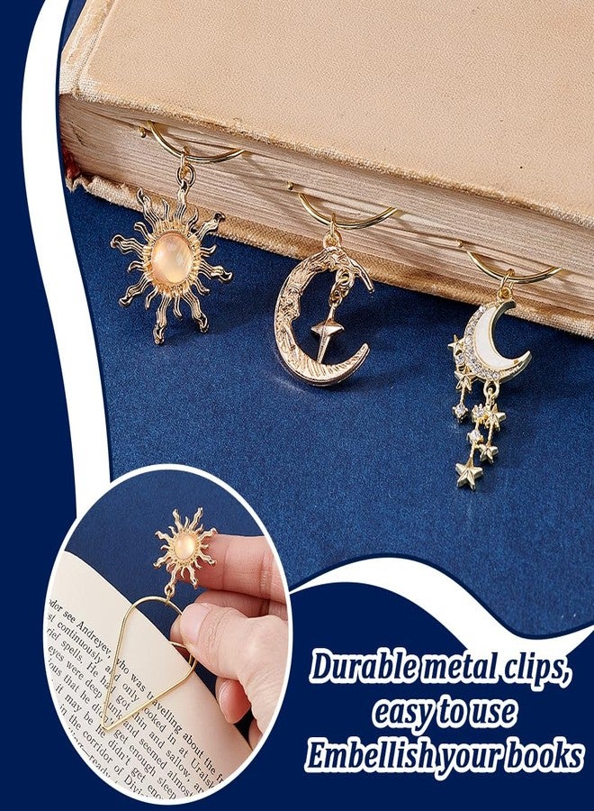 AHANDMAKER 5 Pcs 5 Styles Celestial Tarot Moon Sun Star Bookmark Gold Paper Clips Book Marking Office Supplies Accessories Astrology Lovers Romance Witchy Mystical Literature Fans Birthday Gifts - Image 3