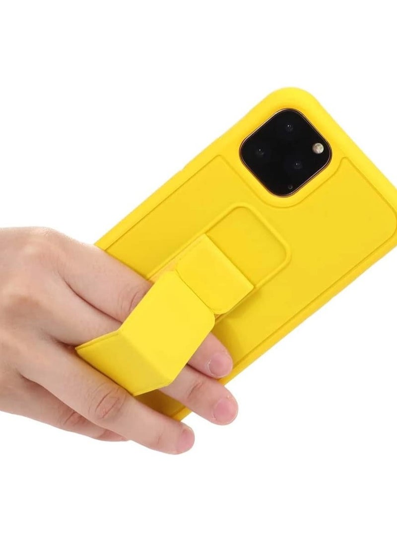 غطاء iPhone 16 Pro مقبض الإصبع هاتف السيارة المغناطيسي متعدد الوظائف حالة واقية للصدمات اثنان في واحد حامل الهاتف القضية باللون الأصفر - Image 3