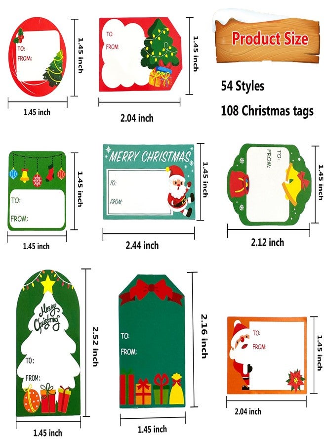 Ccswybf Christmas Stickers Labels, 108Pcs Christmas Tags Labels Christmas Name Gift Label Self-Adhesive Stickers Xmas Gift Tag for Christmas Presents - Image 3
