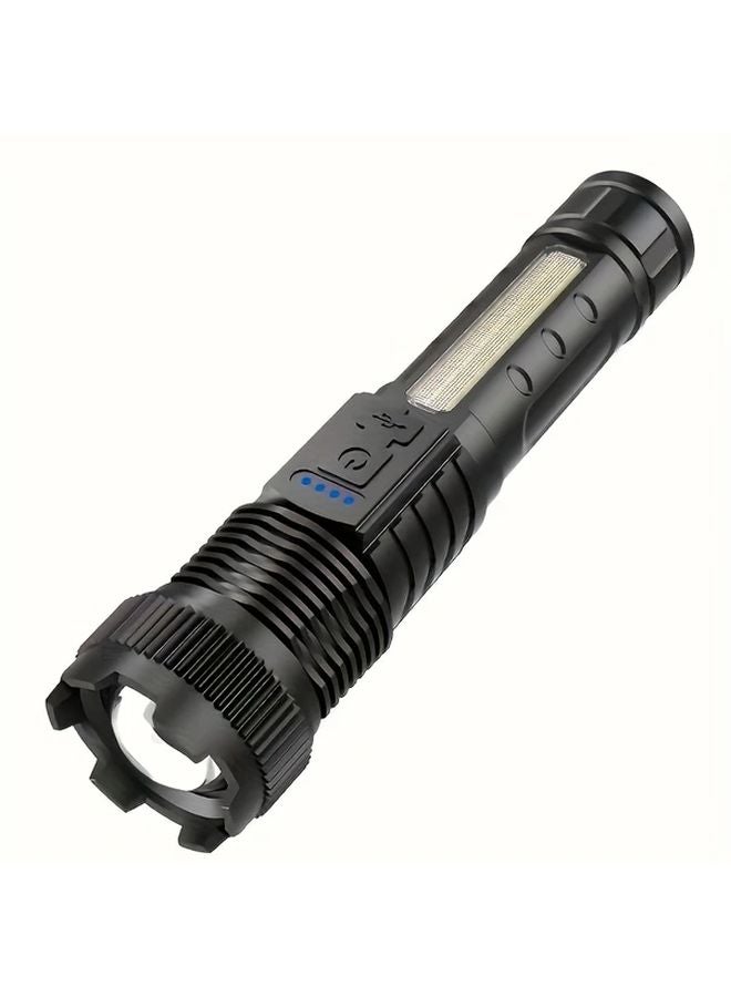 مصباح يدوي أسود قابل لإعادة الشحن قابل للتعديز عالي اللمع للتخييم والمشي لمسافات طويلة - Image 1