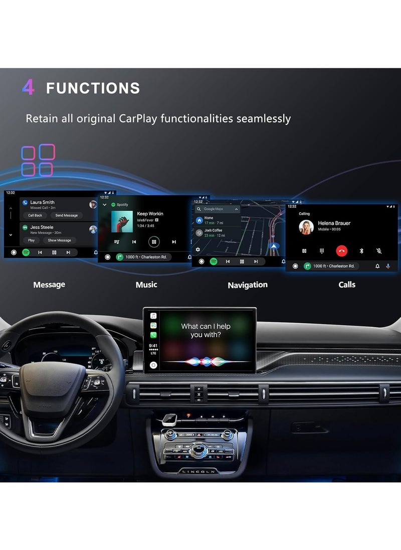 Wireless CarPlay Adapter for iPhone, Convert Wired to Wireless Apple CarPlay Adapter, Mini Size with Extension Cable USB & USB-C/Type-C, Stable Control & No Delay