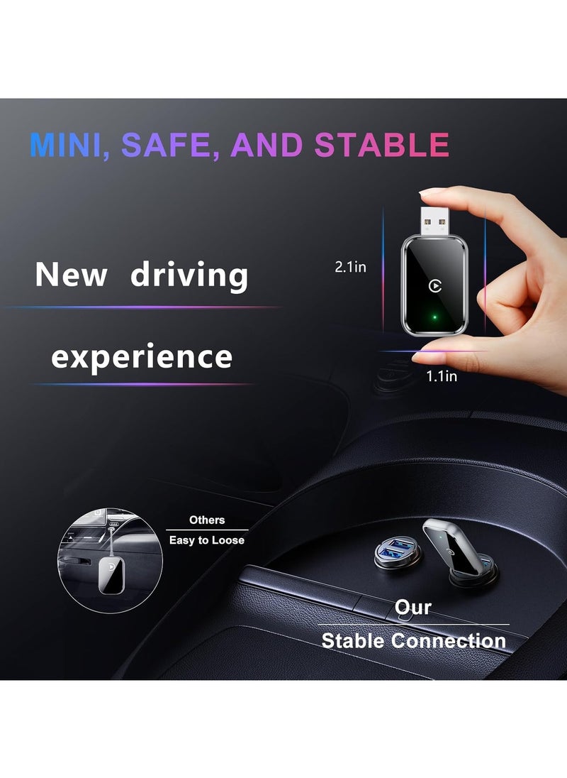 Wireless CarPlay Adapter for iPhone, Convert Wired to Wireless Apple CarPlay Adapter, Mini Size with Extension Cable USB & USB-C/Type-C, Stable Control & No Delay