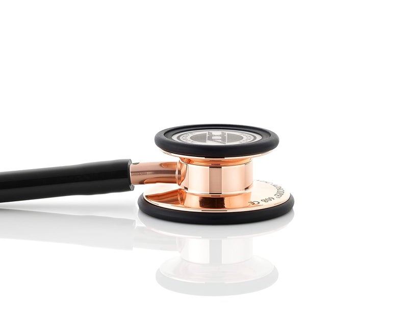 ADC Adscope 608 Convertible Clinician Stethoscope with Tunable AFD Technology, Adult Diaphragm and Adult Bell or Pediatric Diaphragm, 31 inch Length, Rose Gold with Black tubing - Image 2