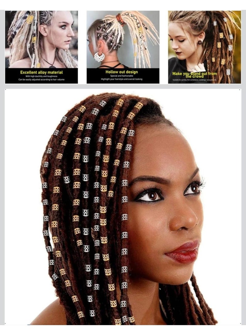 A set of hair decoration beads, hair rings and clips for braiding, and gold-colored metal hair bracelets. - Image 2