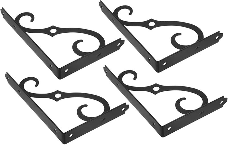 Heavy Duty Metal Triangle Shelf Brackets 4 Pack Vintage Right Angle Support For Kitchen Bathroom Garage - Image 2