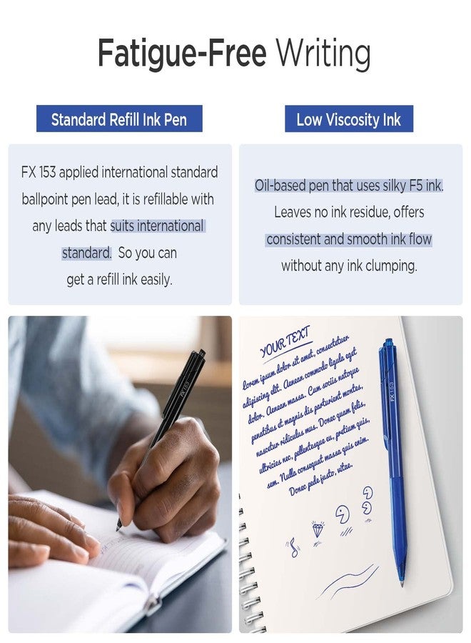 MONAMI FX 153, Retractable Ballpoint Pen, Medium Point (1.0mm), ISO-12757-2 Type Refill, Smudge-Free, Ultra Smooth F5 Ink, Red, 12-Count - Image 5