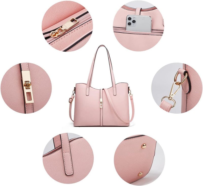 YTL Women Fashion Handbags Wallet Tote Bag Shoulder Bag Top Handle Satchel Purse Set 4pcs - Image 4