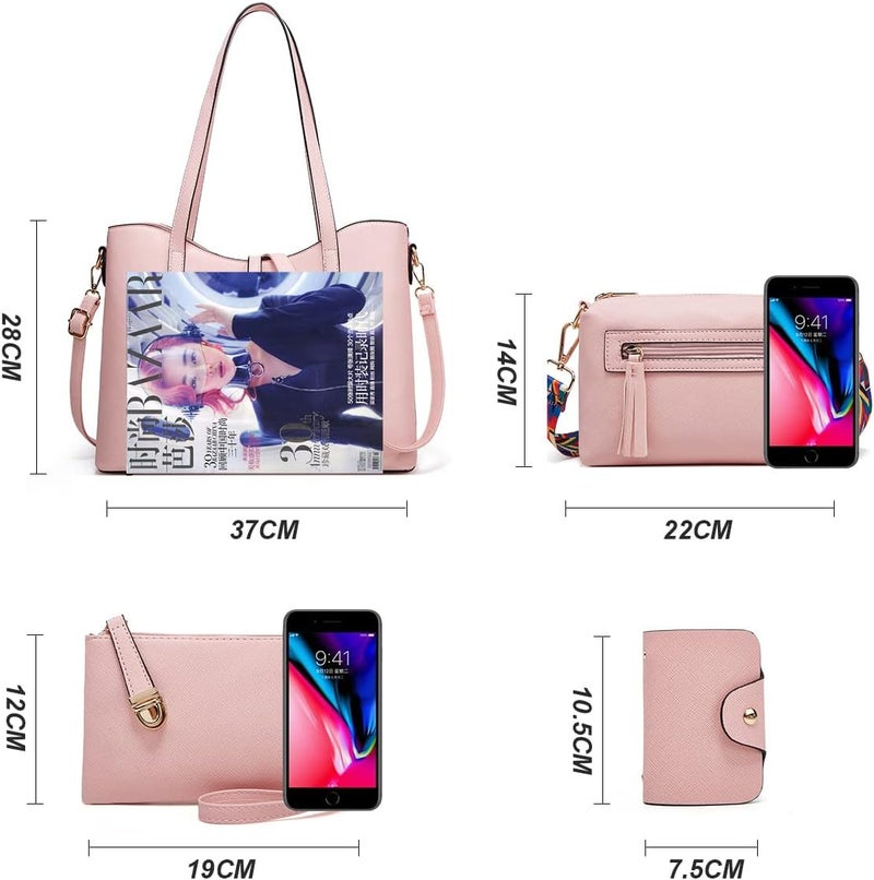 YTL Women Fashion Handbags Wallet Tote Bag Shoulder Bag Top Handle Satchel Purse Set 4pcs - Image 5