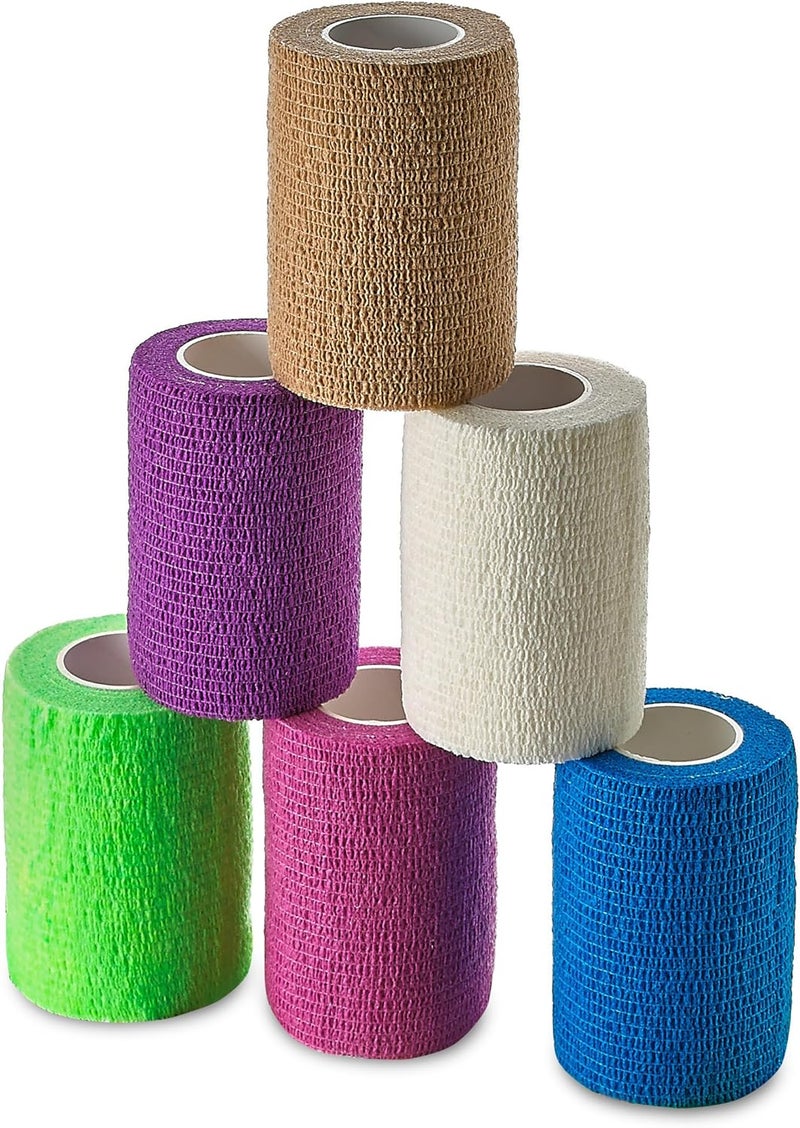 MEDca Self Adherent Wrap Bulk Pack of 6 Athletic Tape Rolls and Sports Wraps Self Cohesive NonWoven Adhesive Bandage 3 in x 5 Yards FDA Approved for Ankle Sprains Swelling - Image 1
