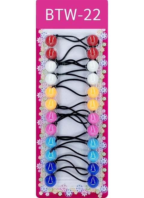 TARA Tara Girls Twinbead Multi Cute Design Ponytail Elastics Selection Medium size (BTW-22) 