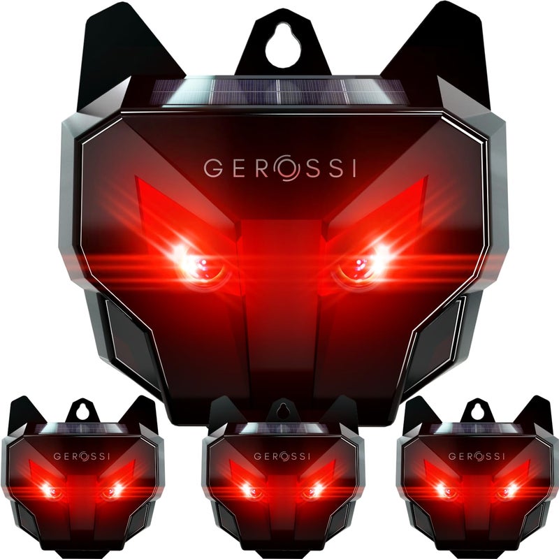 GEROSSI Solar Nocturnal Animal Repeller 4 Pack Effective Repellent Device for Coyote Deer Fox Raccoon Skunk Powerful Outdoor Coyote Deterrent Predator Lights for Chicken Coop Farm Yard Garden