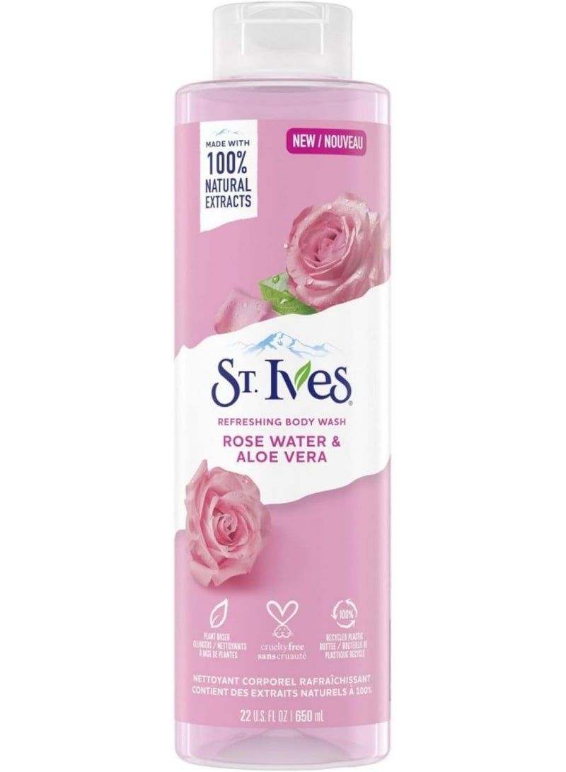 St. Ives Refreshing Body Wash, Rose Water & Aloe Vera, 22 Fluid Ounce