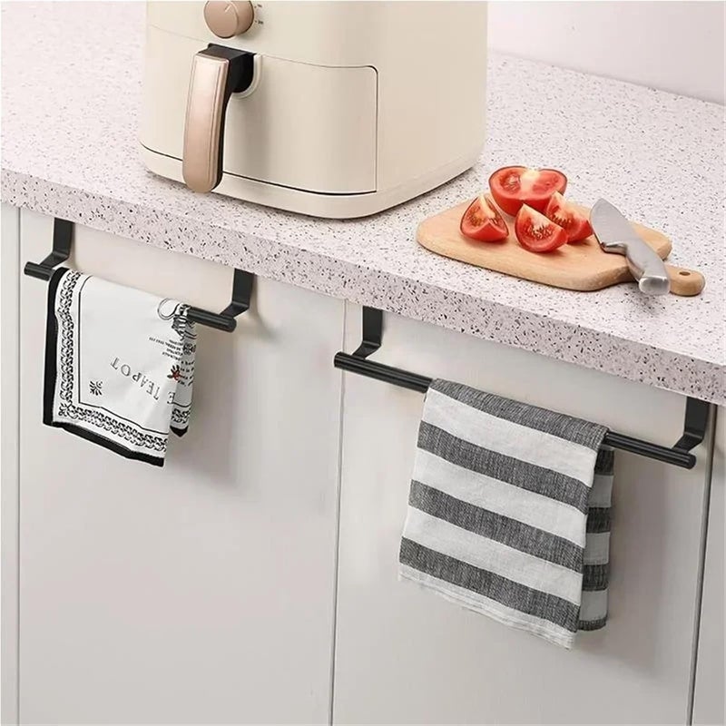 Towel Ring 2pcs Towel Rod Cabinet Towel Rack Storage Organizer Bathroom Door Hanging Towel Rack Punch-Free Rag Hanger for Hanging - Image 4