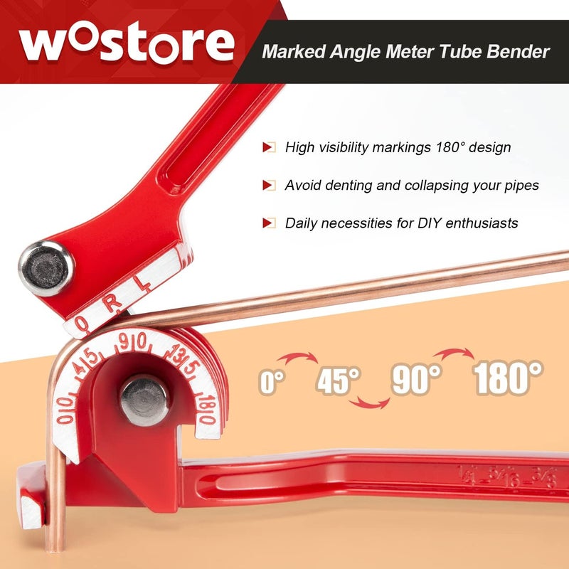 Wostore 180 Degree Tubing Bender for 1/4 5/16 and 3/8 Inch Copper Aluminum Thin Stainless Steel Red - Image 4