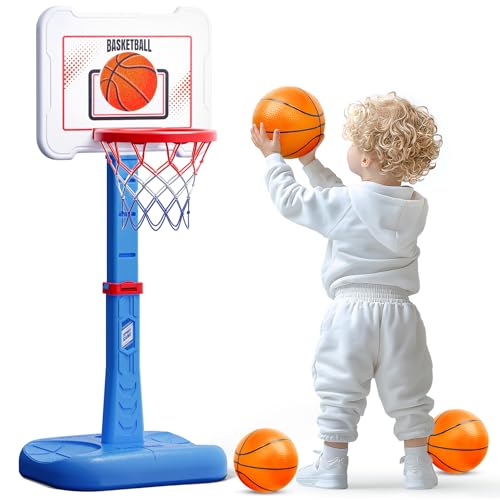 ShyLizard Toddler Basketball Hoop Indoor for Age 13 Height Adjustable Poolside Basketball Hoop with 3 Balls for Outdoor Game Basketball Goal Sport Toys Birthday for Boys Girls 1 2 3 Year - Image 1