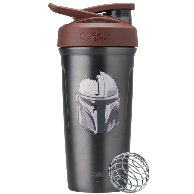 BlenderBottle Star Wars Sport Insulated Stainless Steel Shaker Bottle with Wire Whisk 24Ounce Mandalorian Helmet Protein Shakes Hydration for Athletes Fitness Enthusiasts Lockable Lid - Image 2