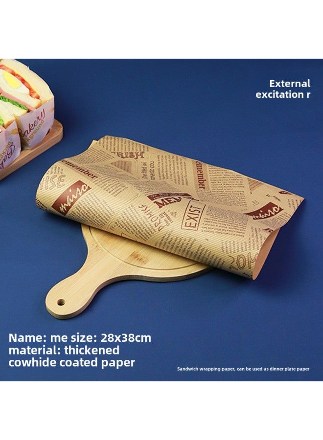 Sandwich Wrapping Paper Oil-absorbing And Oil-proof Hamburger Paper Bread Tray Pad Paper Lunch Roll LOGO-Color:500 To Send 450 Sealing Stickers-Specifications:ME - Image 1
