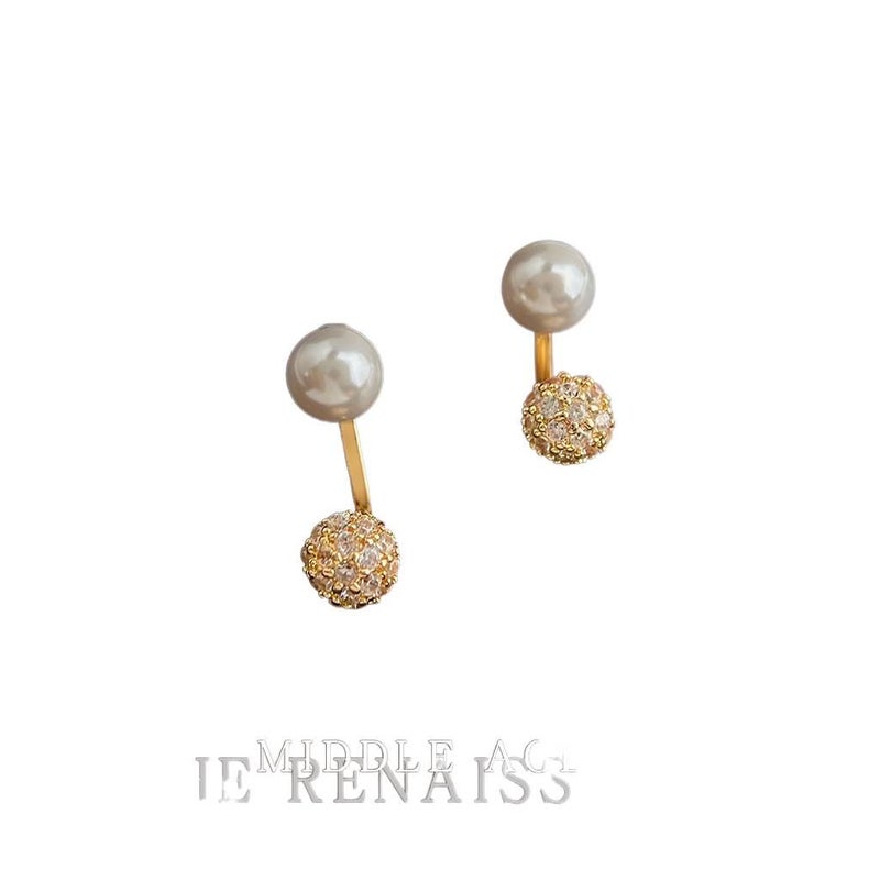 Geometric Pearl Stud Earrings Lightweight Daily Wear Jewelry for Women - NADI - Image 3