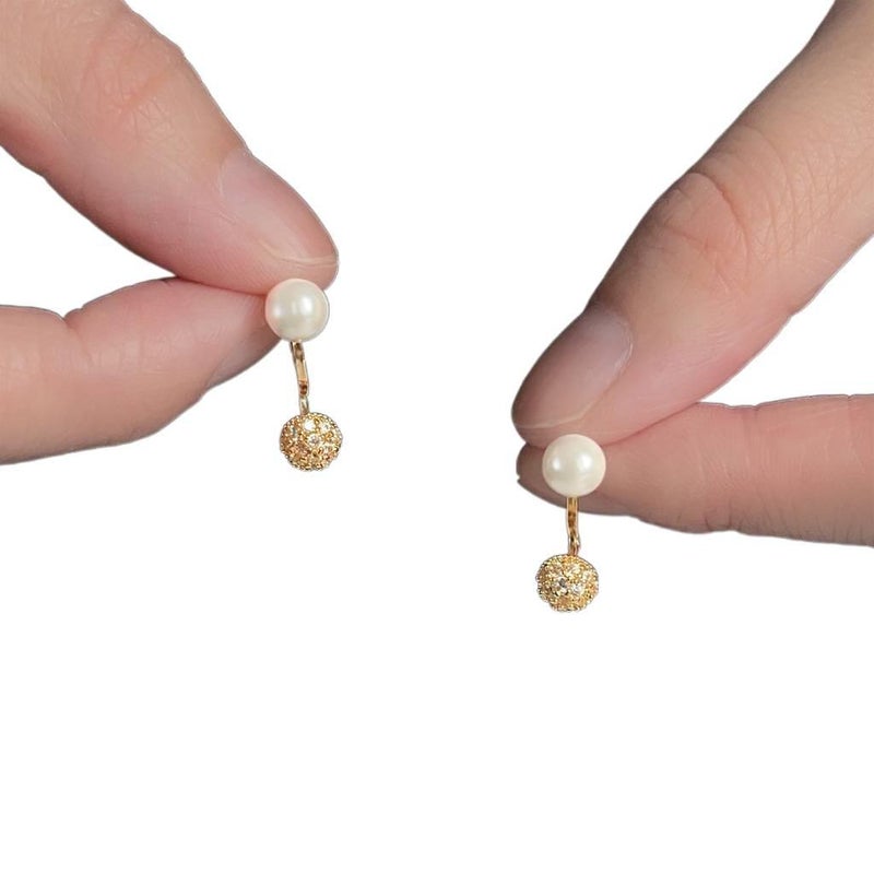 Geometric Pearl Stud Earrings Lightweight Daily Wear Jewelry for Women - NADI - Image 1