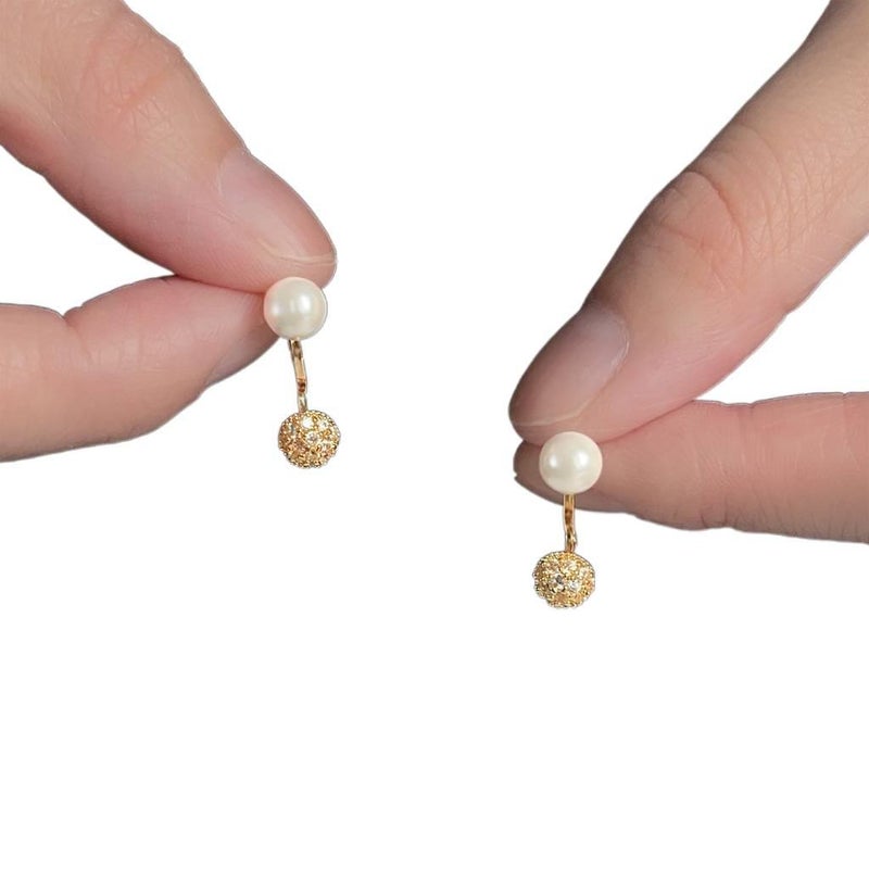 Geometric Pearl Stud Earrings Lightweight Daily Wear Jewelry for Women - NADI - Image 5