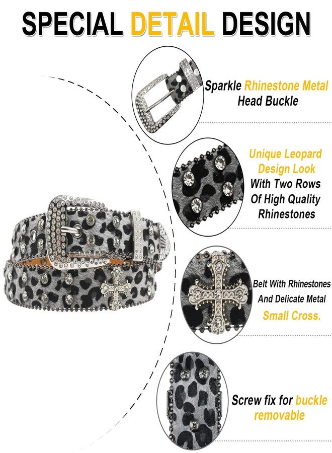 EVERBLTING Rhinestone Cross Belt Men Women Cross Leopard Belt Punk Studded Cross Belts Western Cowgirl BB Belts Y2k 105 - Image 2
