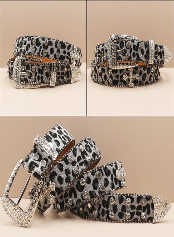 EVERBLTING Rhinestone Cross Belt Men Women Cross Leopard Belt Punk Studded Cross Belts Western Cowgirl BB Belts Y2k 105 - Image 5