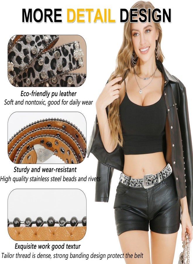 EVERBLTING Rhinestone Cross Belt Men Women Cross Leopard Belt Punk Studded Cross Belts Western Cowgirl BB Belts Y2k 105 - Image 4