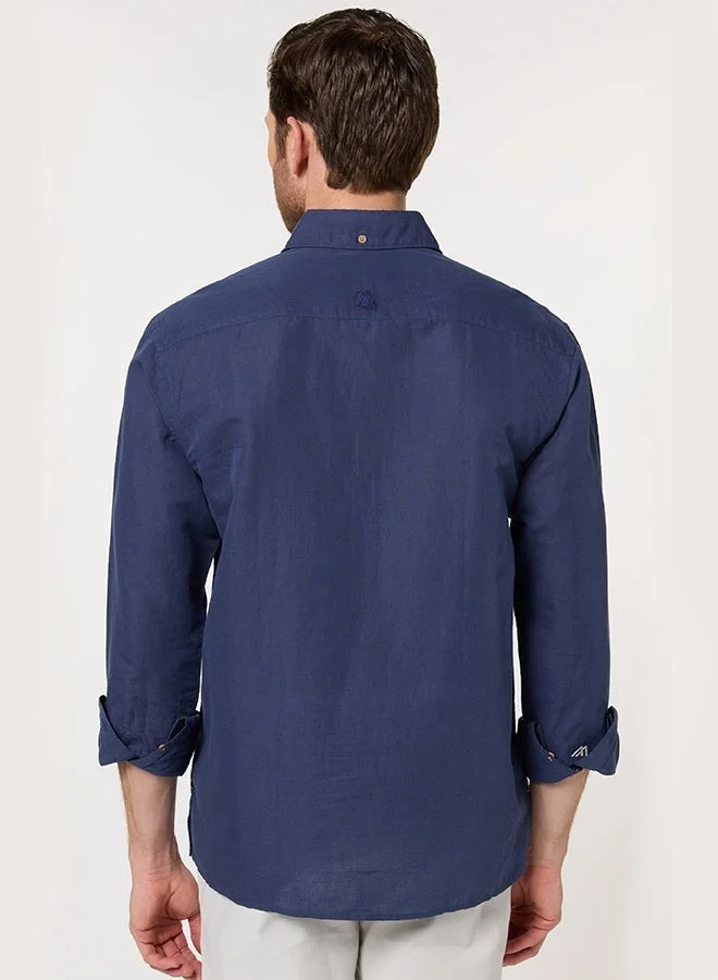 MANNERISM  The Watercolor Wash Mirage Blue Linen Shirt with Soft Color Flow for Men | Best Price UAE