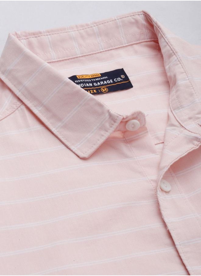 The Indian Garage Co Men Slim Fit Striped Full Sleeves Cutaway Collar Casual Shirt  - Image 4