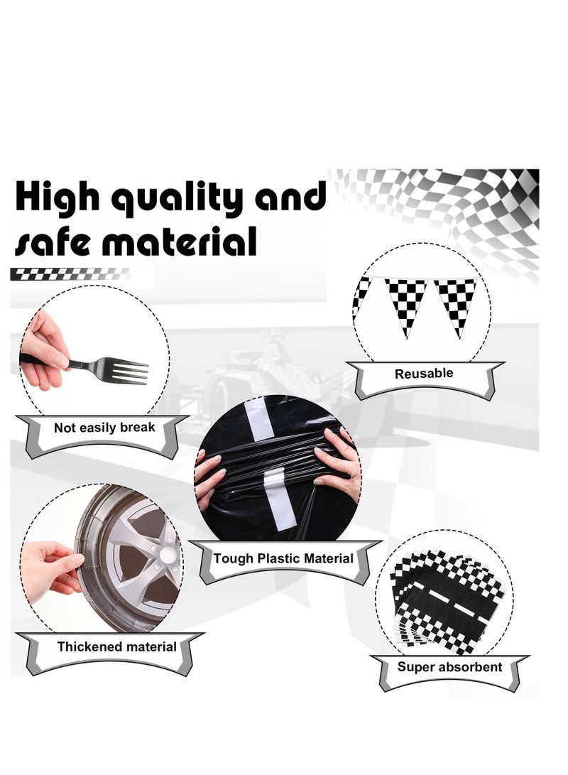 Racing Car Party Supplies Paper Plates, Racing Car Race Track Party Supplies Decorations Racing Sports Themed Dinnerware, for Kids Boys Birthday Baby Shower Home Decor, Serves 24