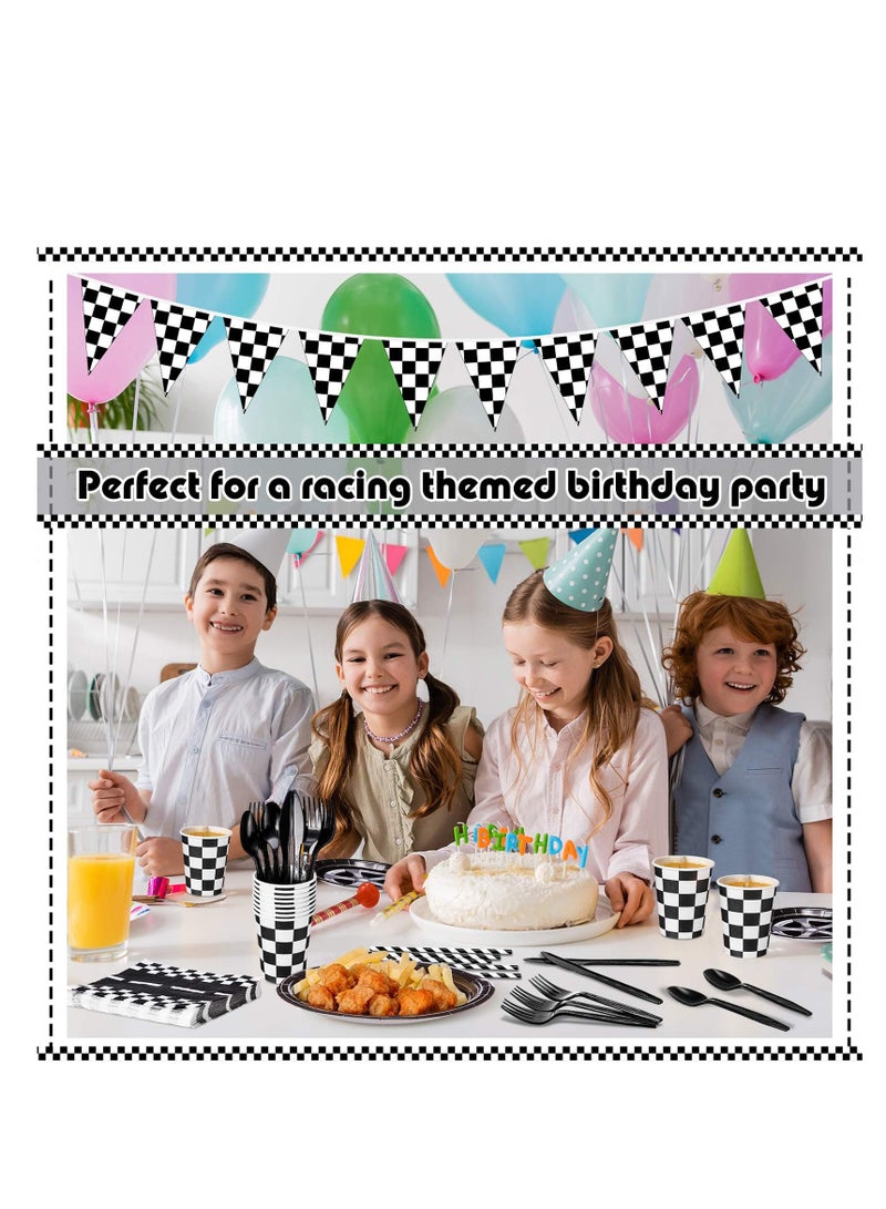 Racing Car Party Supplies Paper Plates, Racing Car Race Track Party Supplies Decorations Racing Sports Themed Dinnerware, for Kids Boys Birthday Baby Shower Home Decor, Serves 24