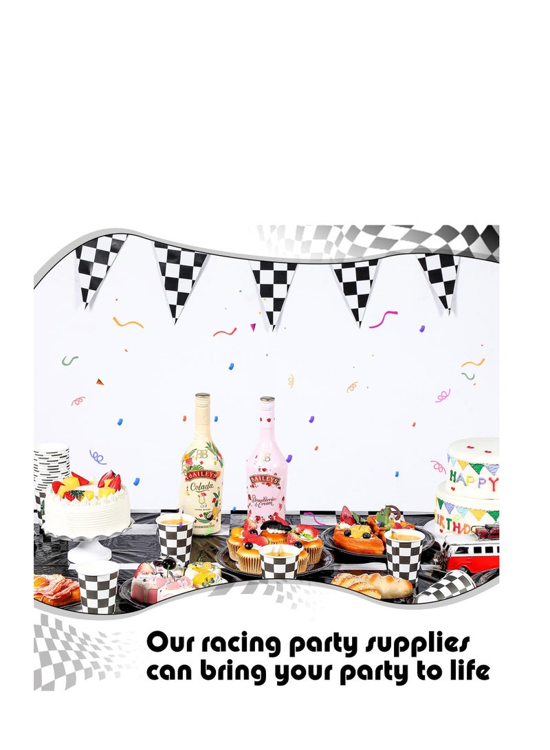 Racing Car Party Supplies Paper Plates, Racing Car Race Track Party Supplies Decorations Racing Sports Themed Dinnerware, for Kids Boys Birthday Baby Shower Home Decor, Serves 24