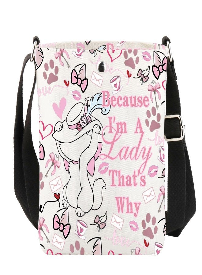 TOBGBE Cats Inspired Gifts Because I’m A Lady That’s Why Crossbody Bag Comic Movie Merch for Cat Fans Travel Shoulder(Because I’m A Lady CB) - Image 1