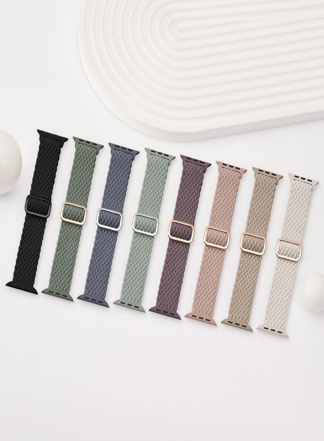 Suitisbest حزام سولو مضفر مرن متوافق مع ساعة آبل 38mm 40mm 41mm 42mm 44mm 45mm 46mm 49mm للنساء والرجال، أحزمة نايلون مرنة لساعات آي ووتش سلسلة 10 9 8 7 6 SE 5 4 3 2 ألترا ألترا 2 - Image 4