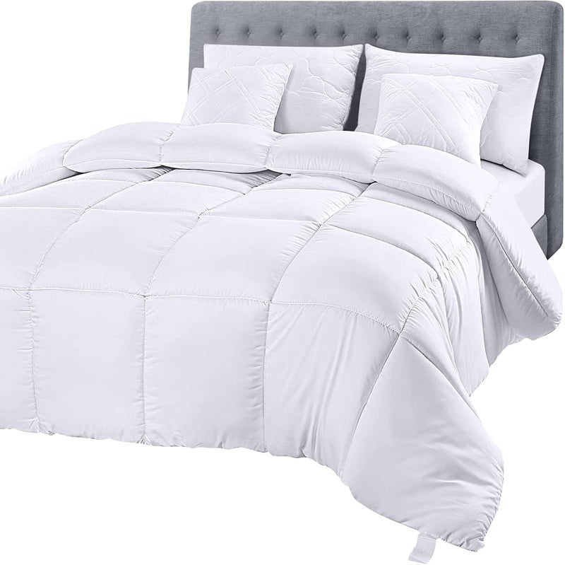 Utopia Bedding Comforter Duvet Insert Quilted Comforter with Corner Tabs Box Stitched Down Alternative Comforters Queen Size White