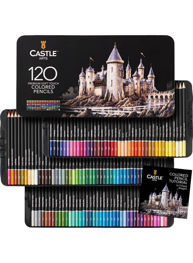 Castle Art Supplies 120 Colored Pencils Set | Quality Soft Core Coloring Pencils for Adults, Professionals and Colorists | Protected and Organized in Presentation Tin Box - Image 1