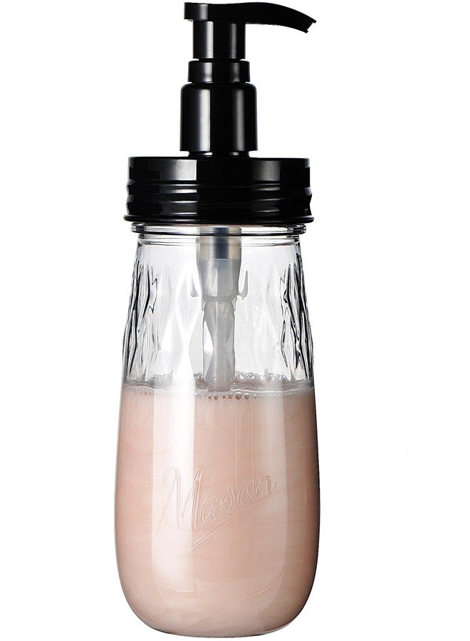 Amolliar Plastic Soap Dispenser with Pump Lid, 16 Oz Refillable Bathroom Hand Dish Soap Dispenser Set, Clear Kitchen Liquid Dispenser with Cute Lables for Farmhouse Shower (1 Pack, Black) - Image 1