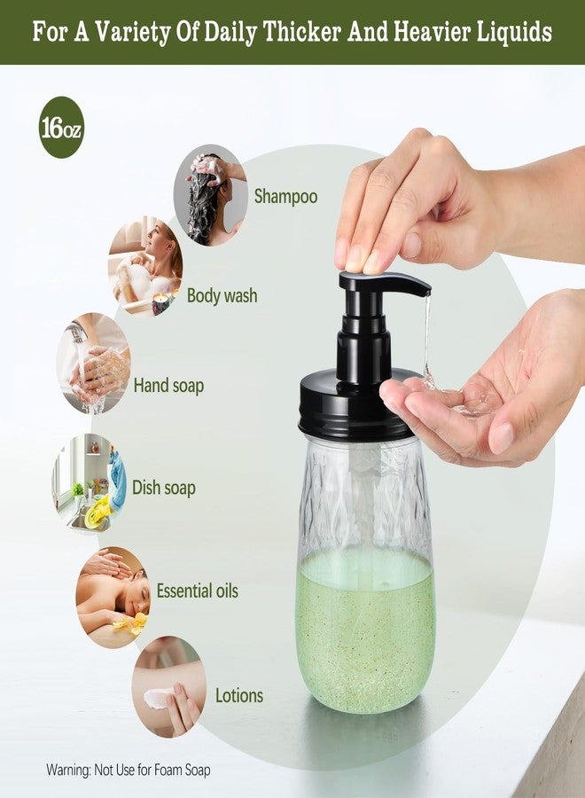 Amolliar Plastic Soap Dispenser with Pump Lid, 16 Oz Refillable Bathroom Hand Dish Soap Dispenser Set, Clear Kitchen Liquid Dispenser with Cute Lables for Farmhouse Shower (1 Pack, Black) - Image 3