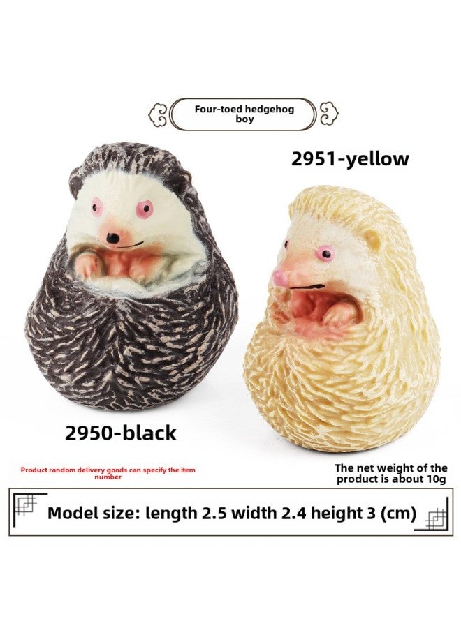 Children's Cognitive Simulation Wild Animal Model Toy Jungle Thorn Group Hedgehog Mouse Burr Stealing Melon Badger Hedgehog Ornaments-Color:Four-toe Hedgehog (curled Up)(2950/2951 Two Colors Randomly Sent One)  - Image 1