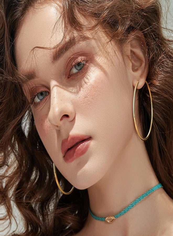 Sanfenly Clip On Hoop Earrings for Women Stainless Steel Clip On Earrings for Women Silver Gold Fake Non Piercing Big Hoop Earrings For Non-Pierced Ears 60MM - Image 3