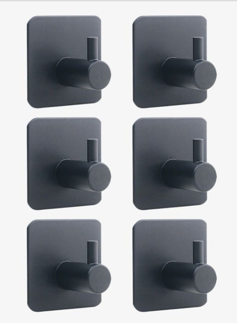 Loquat 6PCS Perforation-Free 304 Stainless Steel Hook Single Hook Bathroom Kitchen Single Wall Hook Glue Hook  - Image 1