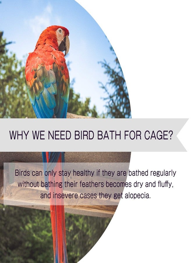 Saderoy Bird Bath Cage, No-Leakage Bird Bathtub with Hanging Hooks Cage Accessory for Small Bird Parrots Lovebirds Canary Portable Shower - Image 3