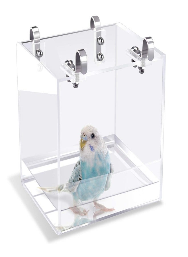 Saderoy Bird Bath Cage, No-Leakage Bird Bathtub with Hanging Hooks Cage Accessory for Small Bird Parrots Lovebirds Canary Portable Shower - Image 1